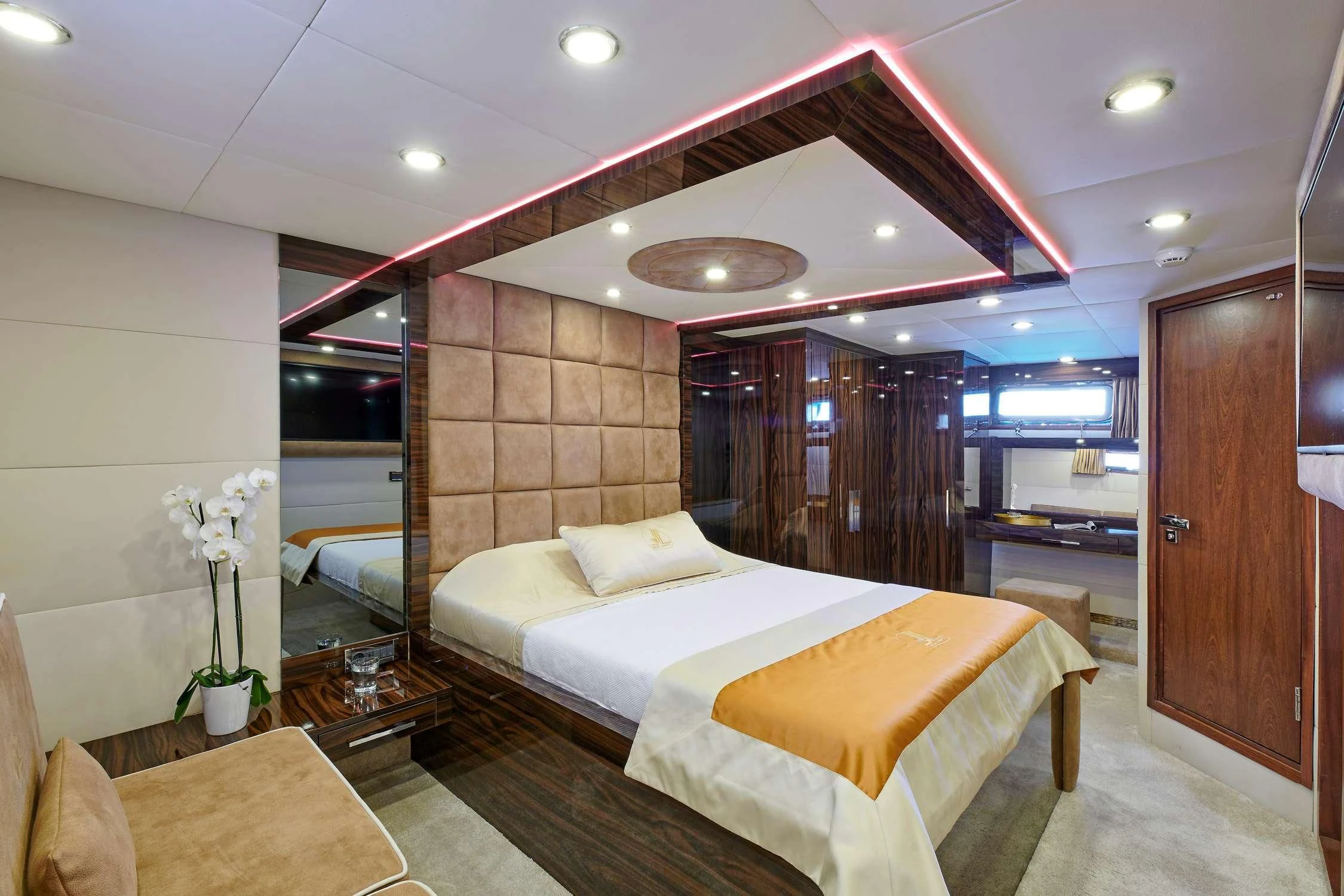 a hotel room with a bed aboard WIDE LIBERTY Yacht for Sale