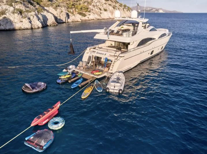 a boat in the water aboard SEVEN S Yacht for Charter