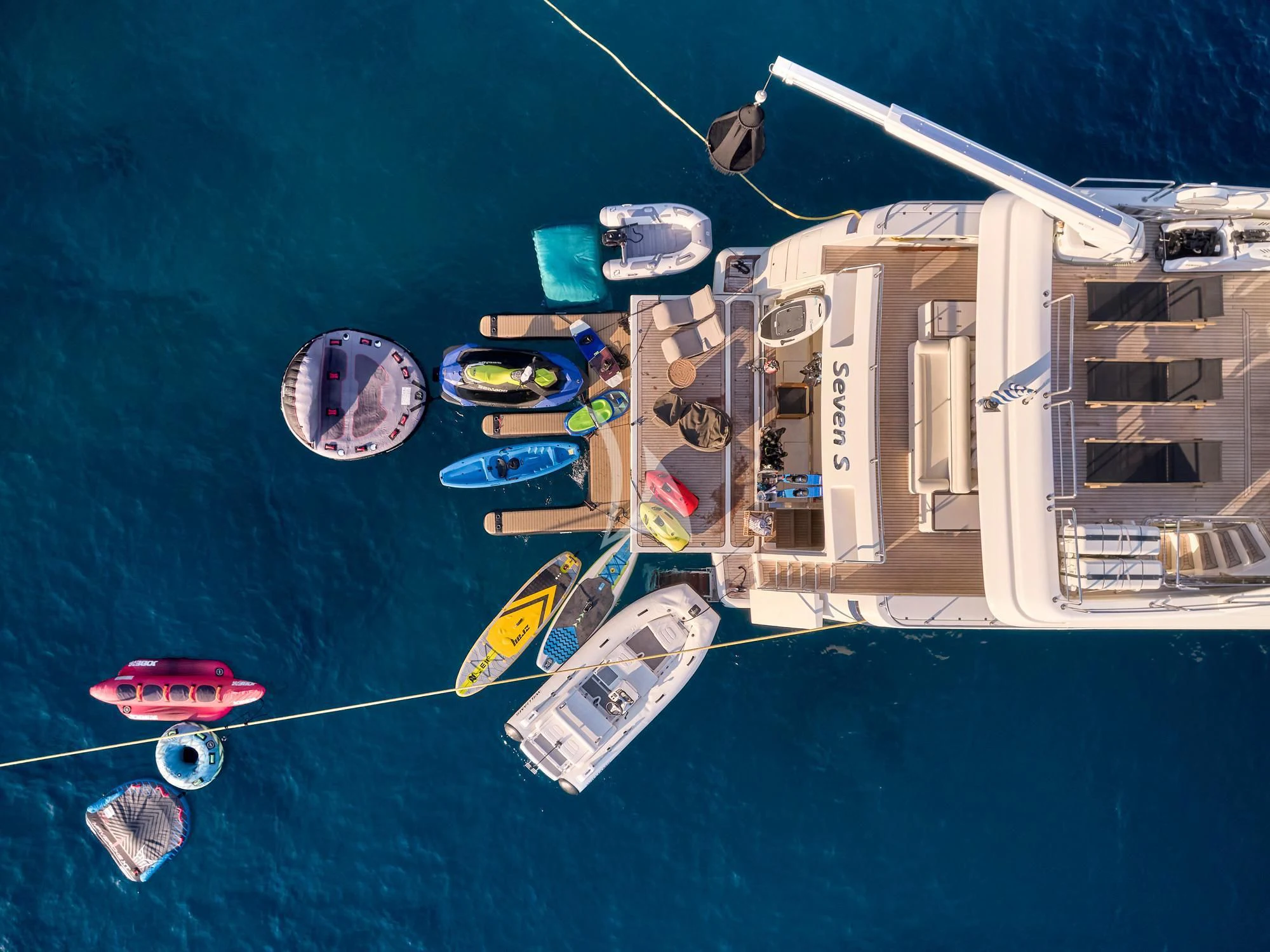 a group of satellite dishes aboard SEVEN S Yacht for Charter