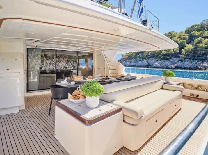 a modern house with a large patio aboard SEVEN S Yacht for Charter