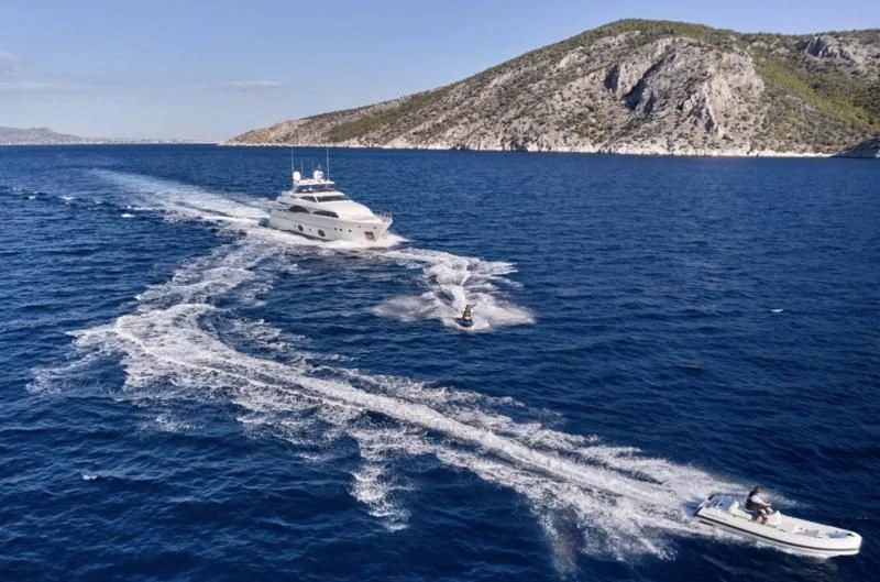 a boat on the water aboard SEVEN S Yacht for Charter