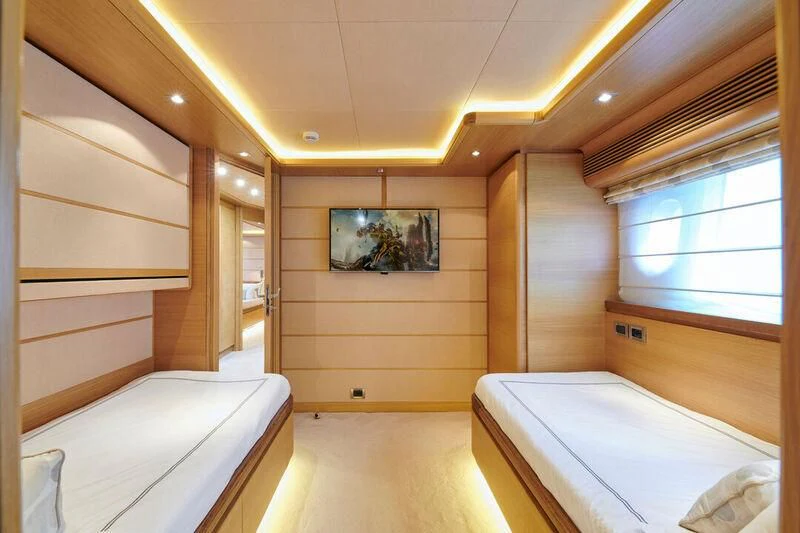 a room with two beds aboard SEVEN S Yacht for Charter