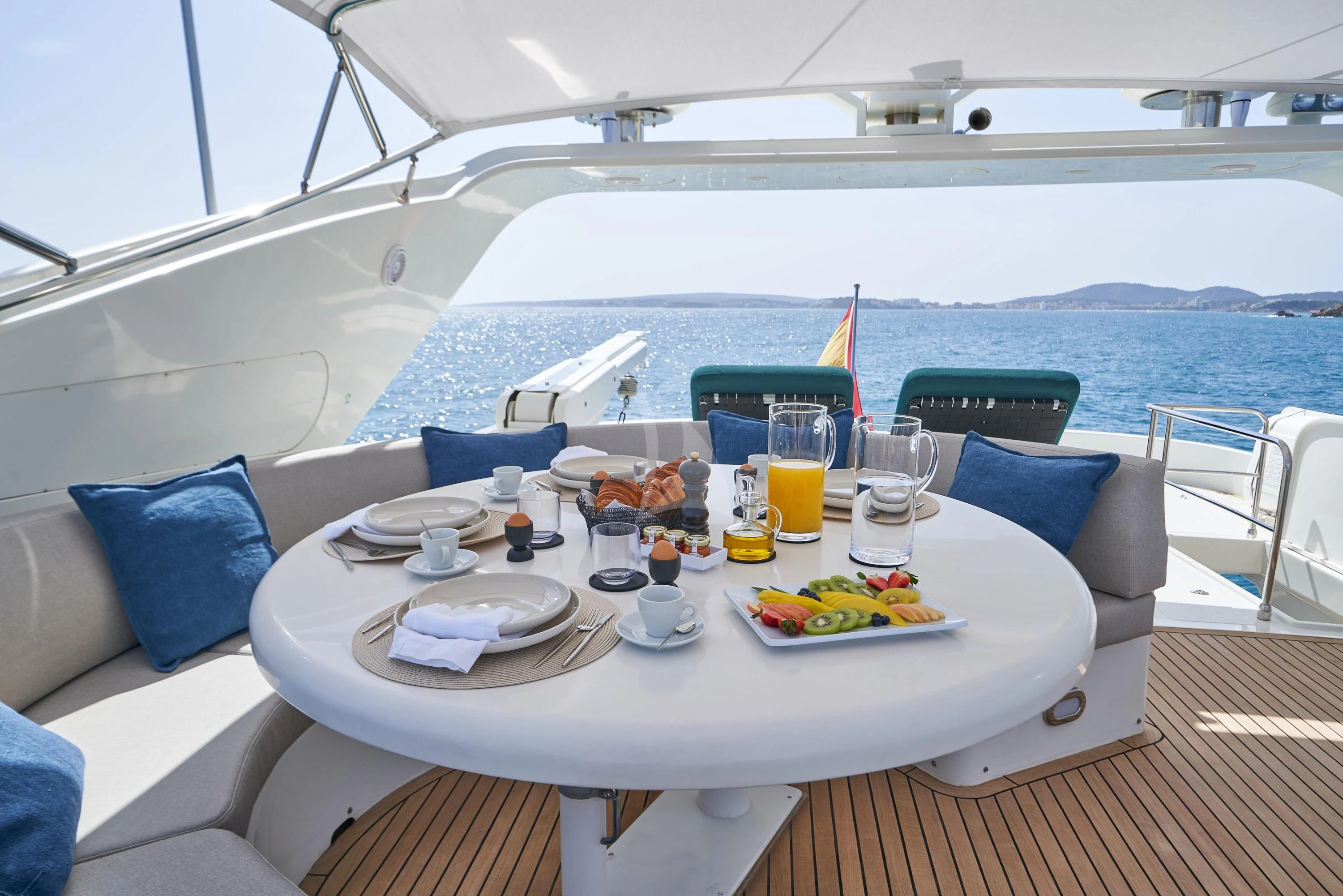 a table on a boat aboard KIAWAH II Yacht for Sale