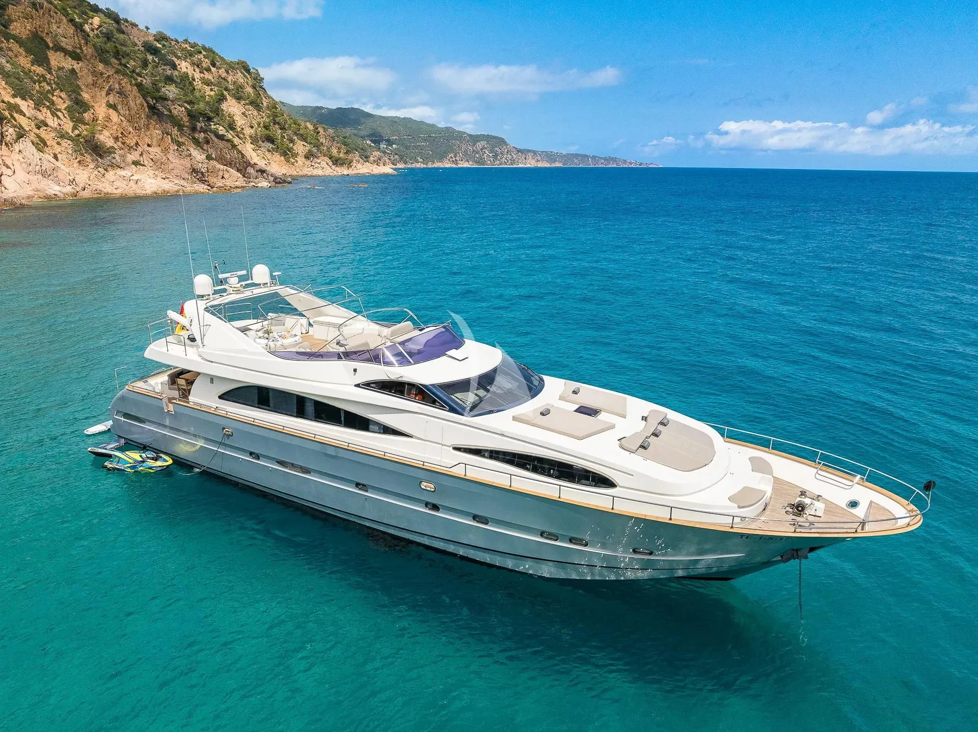 a white yacht on the water aboard KIAWAH II Yacht for Sale