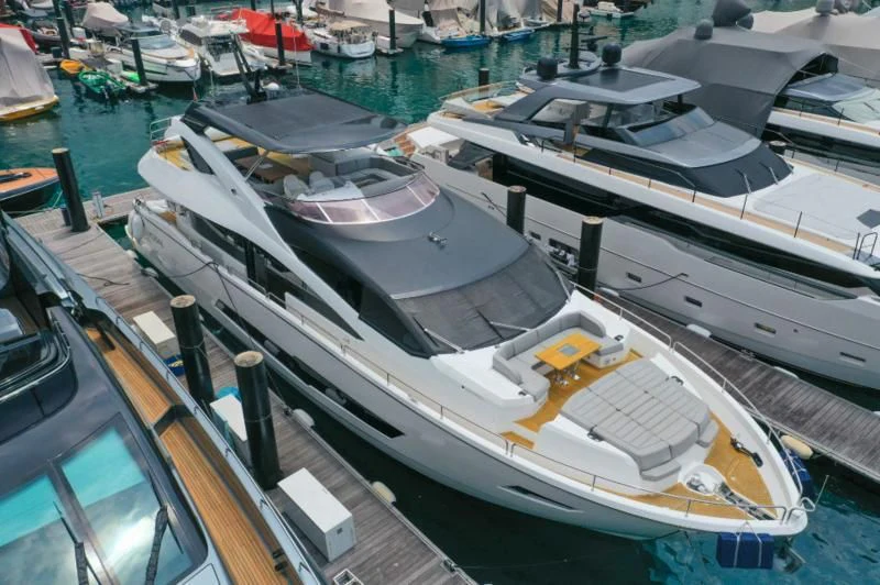 a large group of boats docked aboard MY LILY Yacht for Sale
