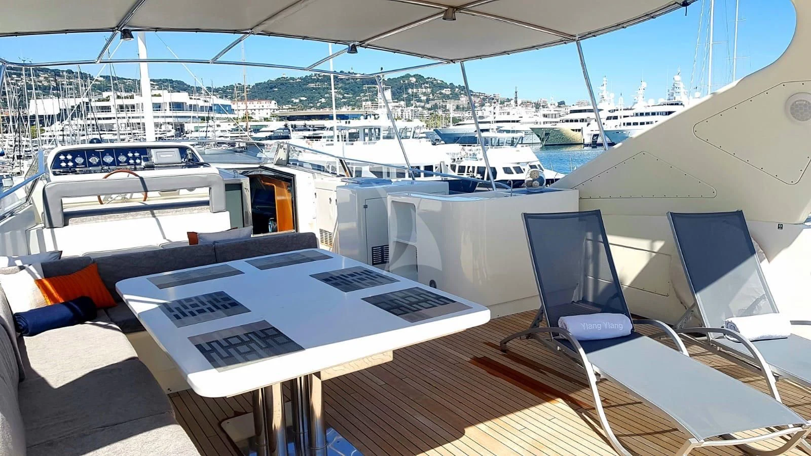 a deck of a boat aboard YLANG YLANG Yacht for Sale