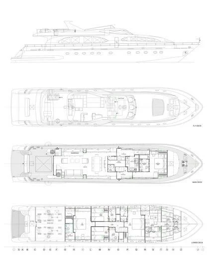 diagram, engineering drawing aboard YLANG YLANG Yacht for Sale