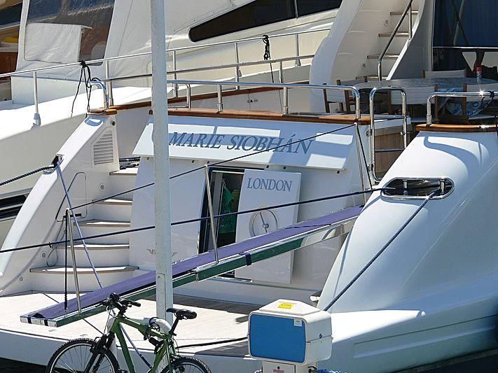 a bicycle parked in a factory aboard YLANG YLANG Yacht for Sale