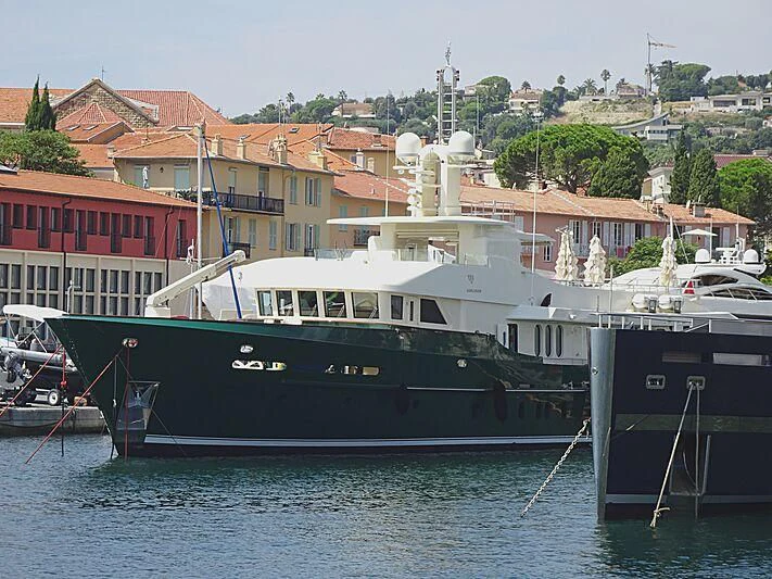 a boat docked at a pier aboard W EXPLORER Yacht for Sale