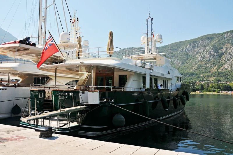 a boat docked at a dock aboard W EXPLORER Yacht for Sale