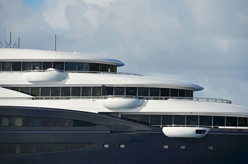 a cruise ship docked aboard SERENE Yacht for Sale