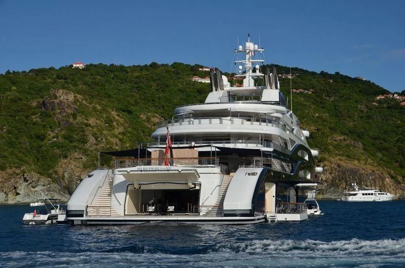a large white boat in the water aboard SERENE Yacht for Sale