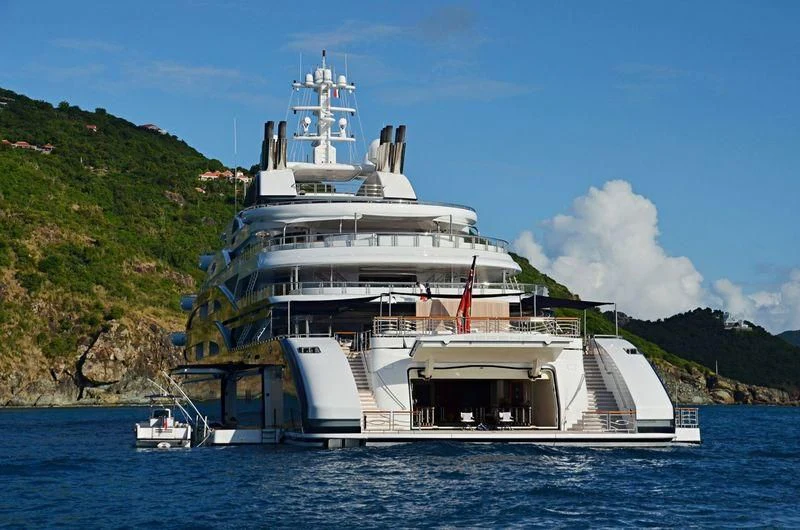 a large white ship in the water aboard SERENE Yacht for Sale