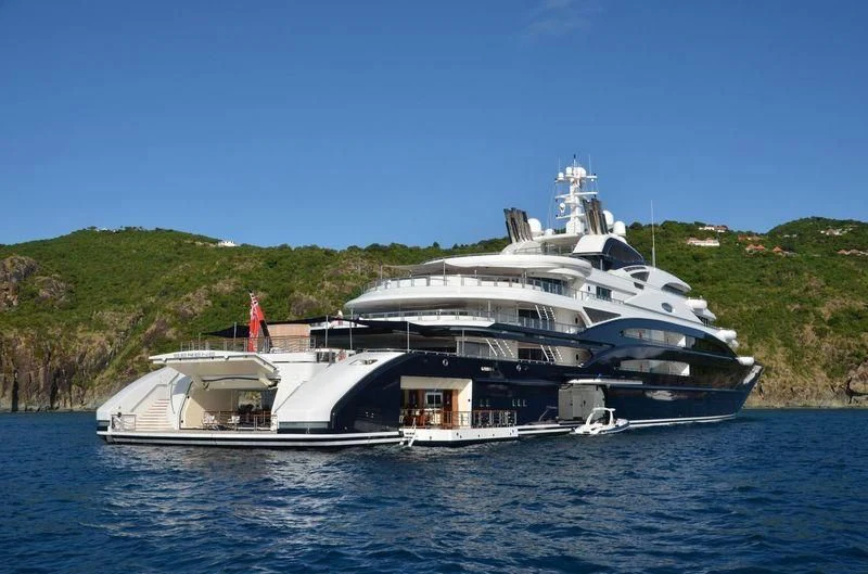 a large white boat in the water aboard SERENE Yacht for Sale