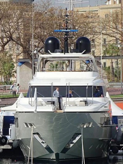 a boat with a large ship on it aboard Y4H Yacht for Sale