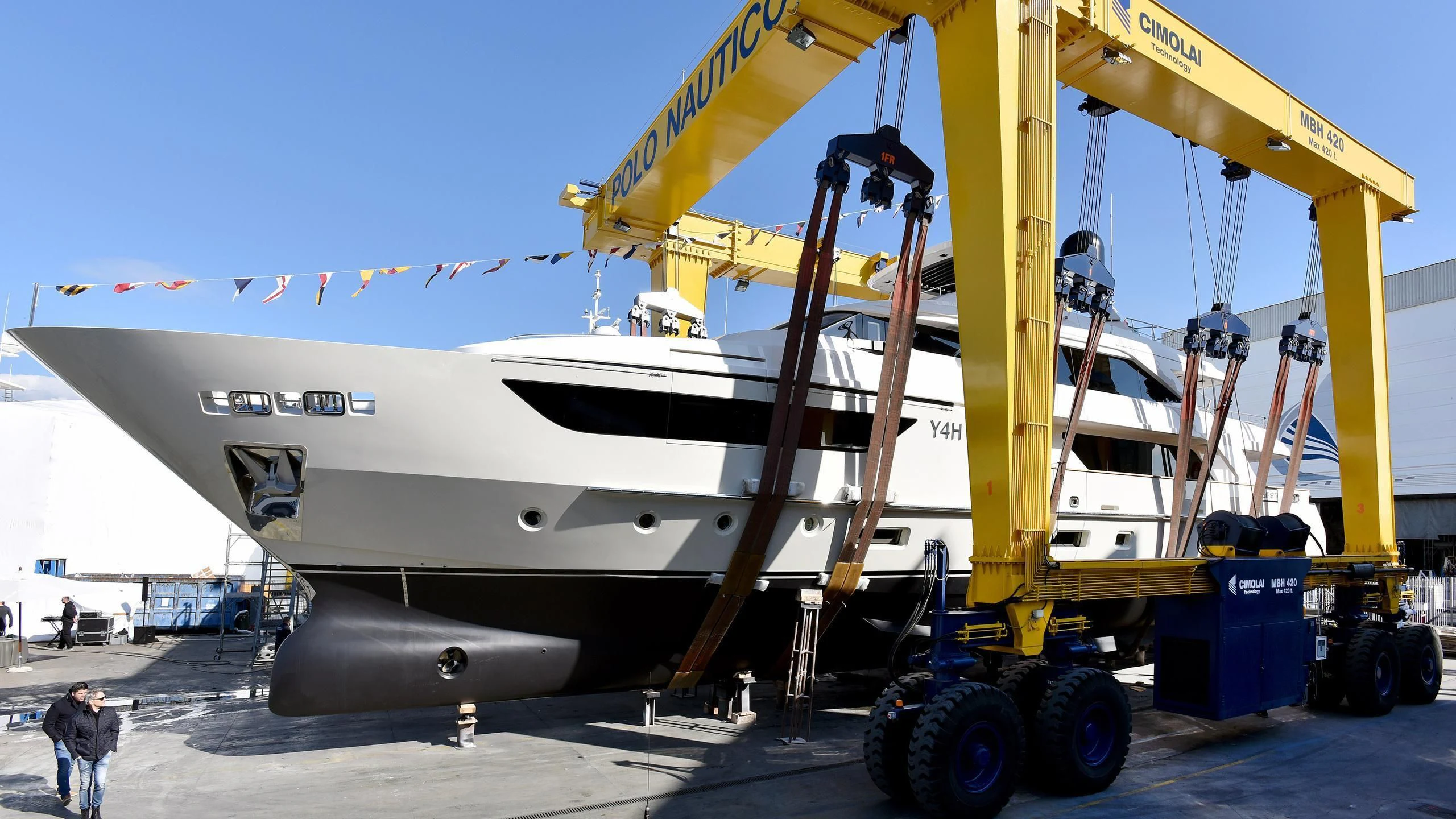 a large white airplane aboard Y4H Yacht for Sale
