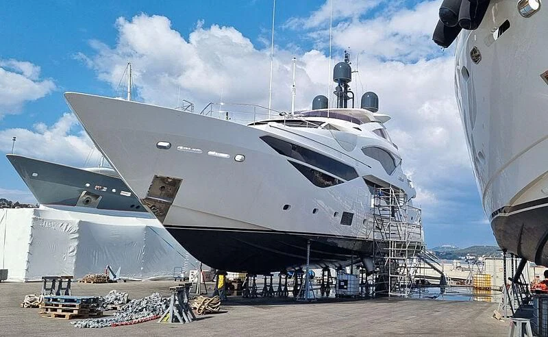 a large white ship aboard NEXUS Yacht for Charter