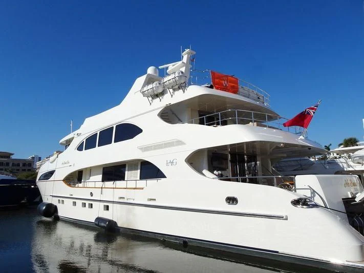 a white yacht docked aboard KIMBERLIE Yacht for Sale