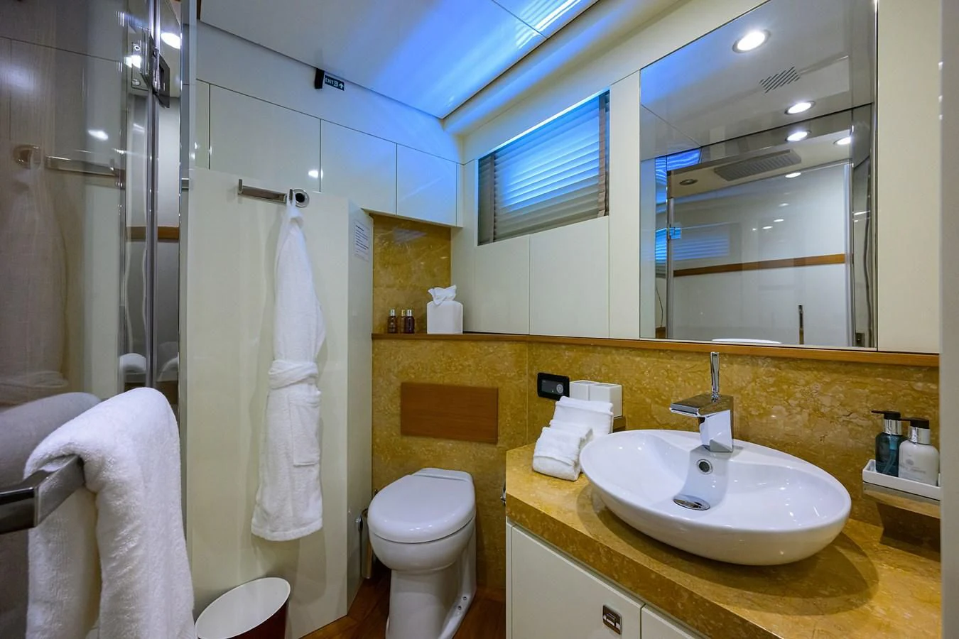 a bathroom with a sink and a toilet aboard KIMBERLIE Yacht for Sale