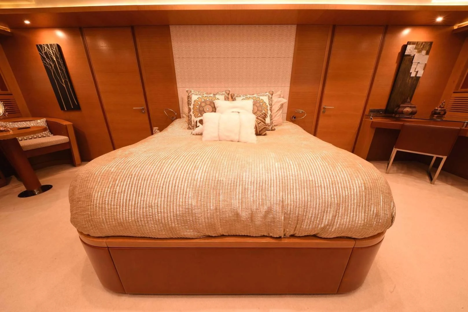 a bed in a room aboard KIMBERLIE Yacht for Sale