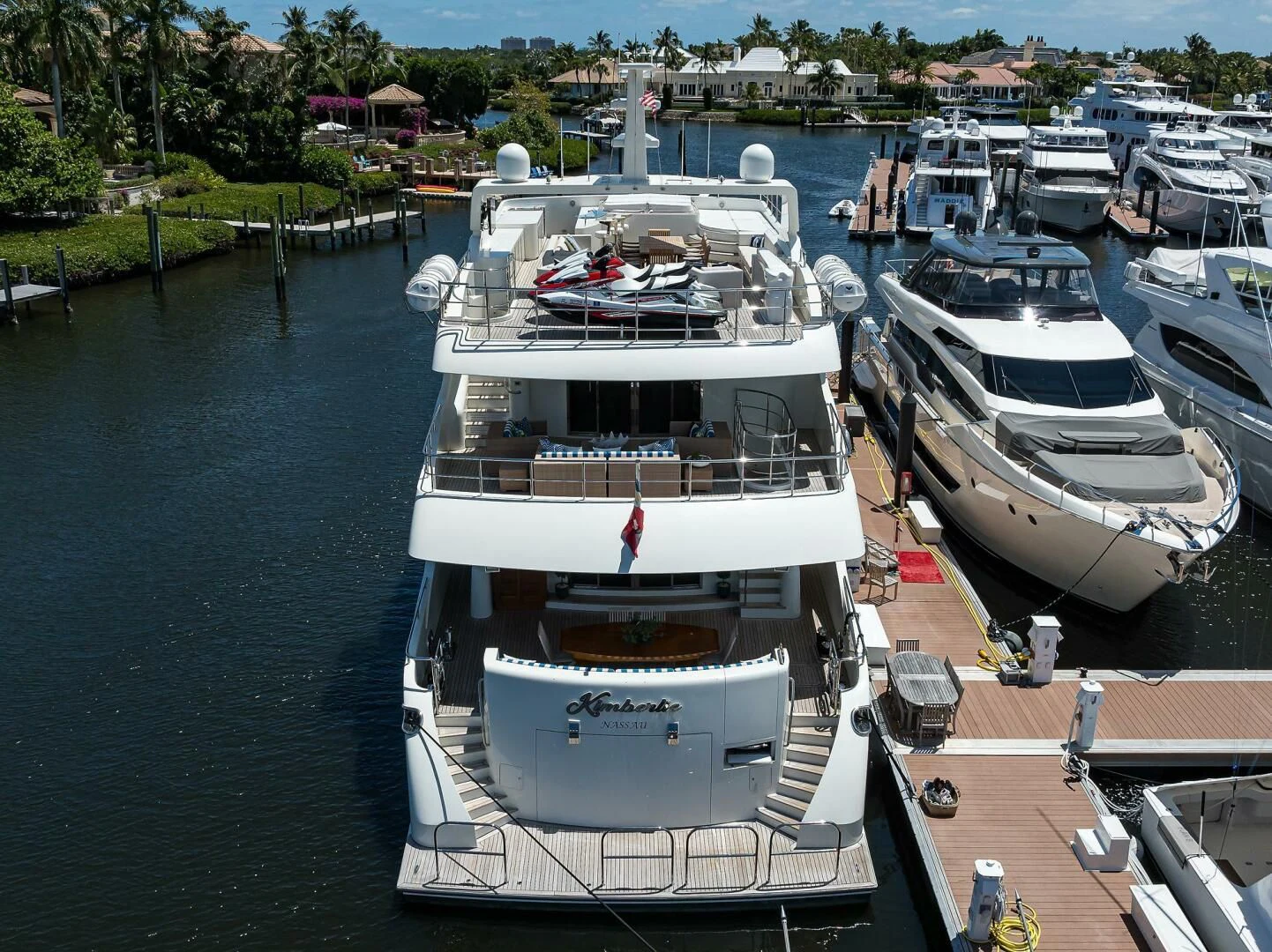 a boat docked at a pier aboard KIMBERLIE Yacht for Sale