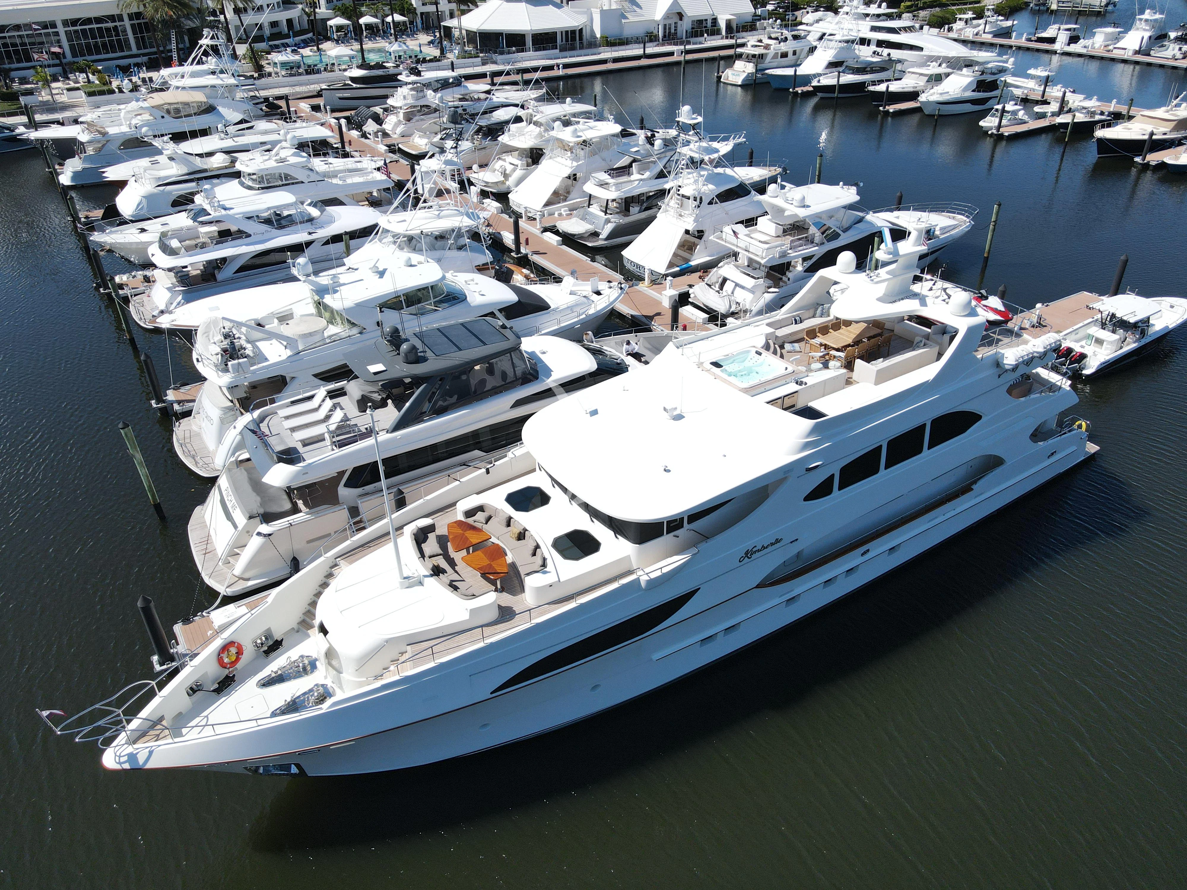 a boat docked at a pier aboard KIMBERLIE Yacht for Sale