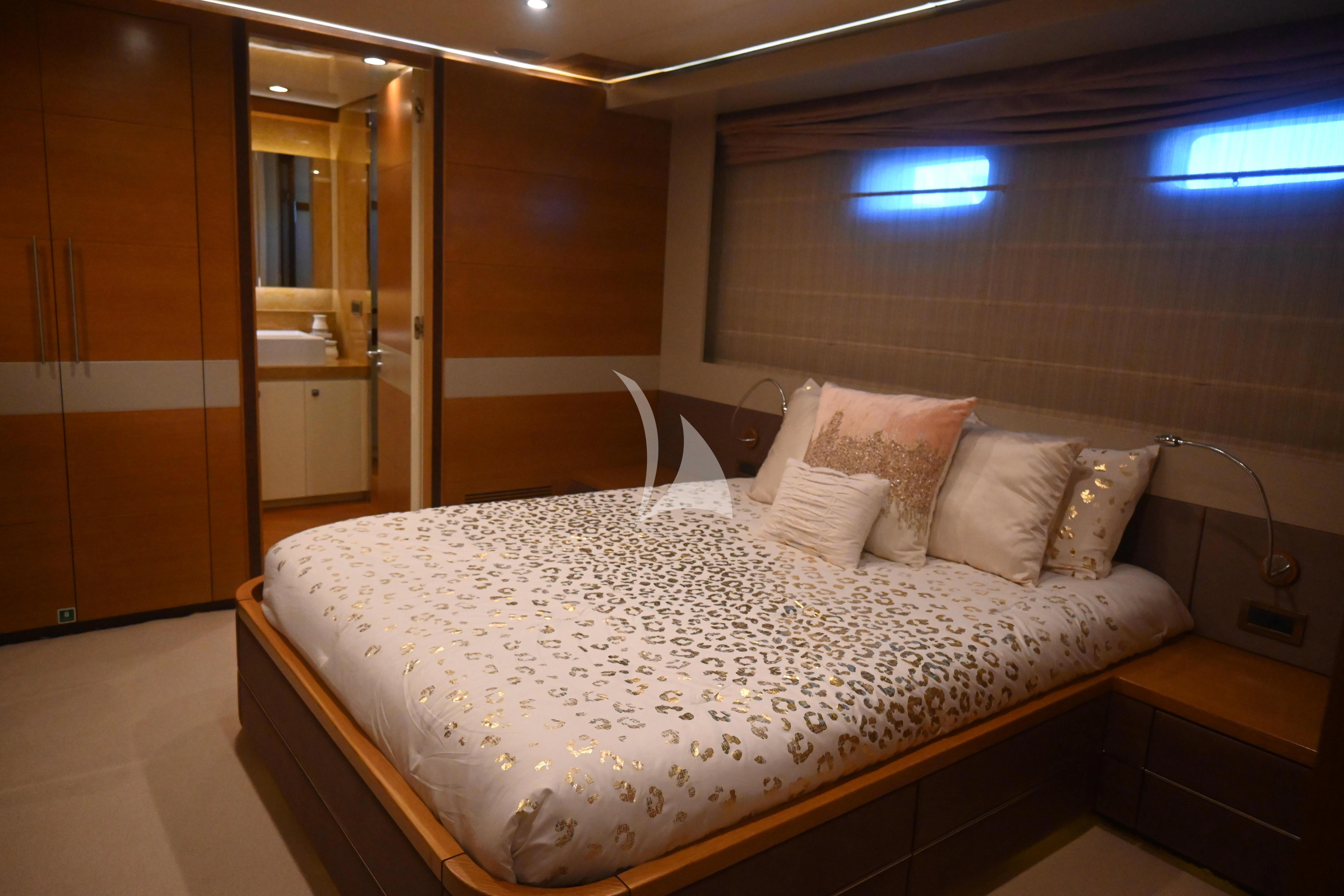 a bed in a room aboard KIMBERLIE Yacht for Sale