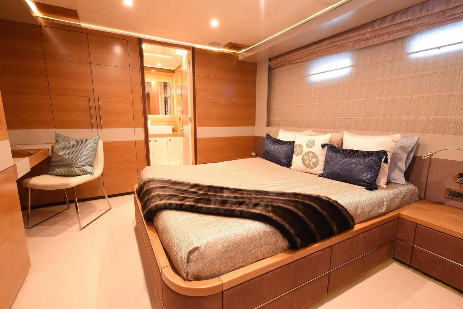 a bed in a room aboard KIMBERLIE Yacht for Sale
