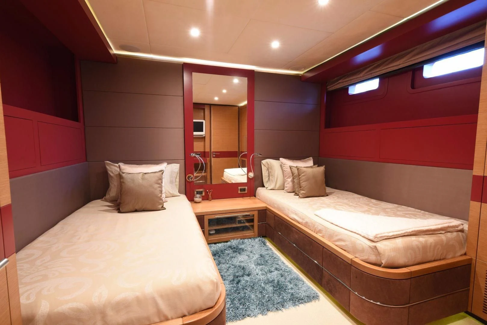 a room with two beds aboard KIMBERLIE Yacht for Sale