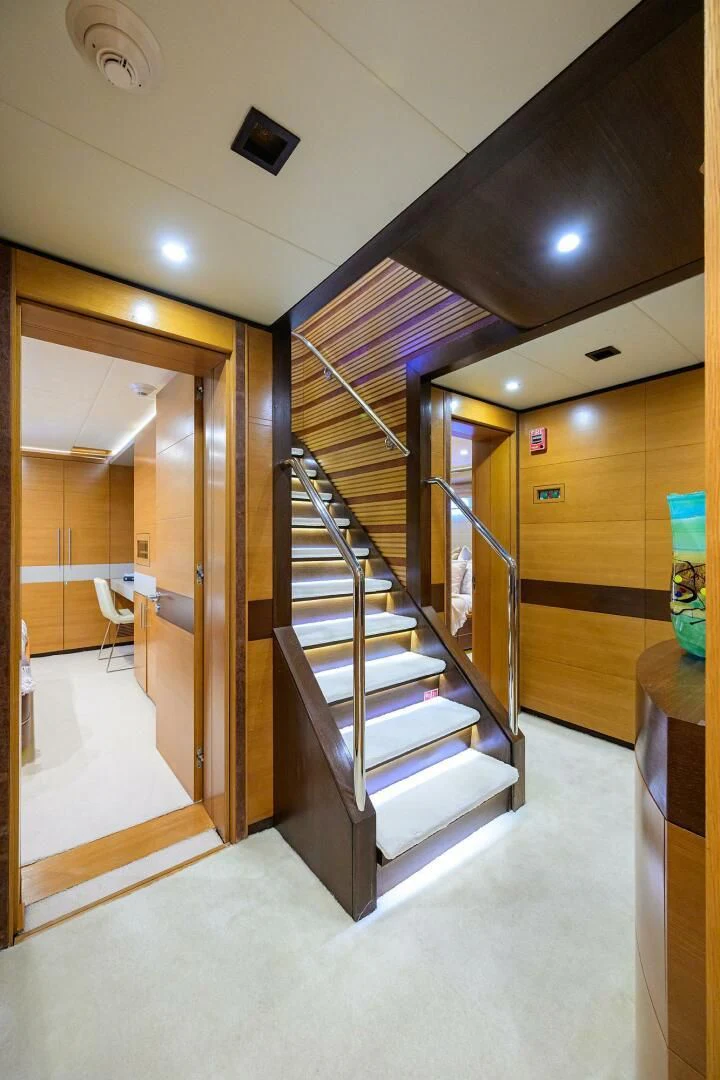 a staircase in a building aboard KIMBERLIE Yacht for Sale