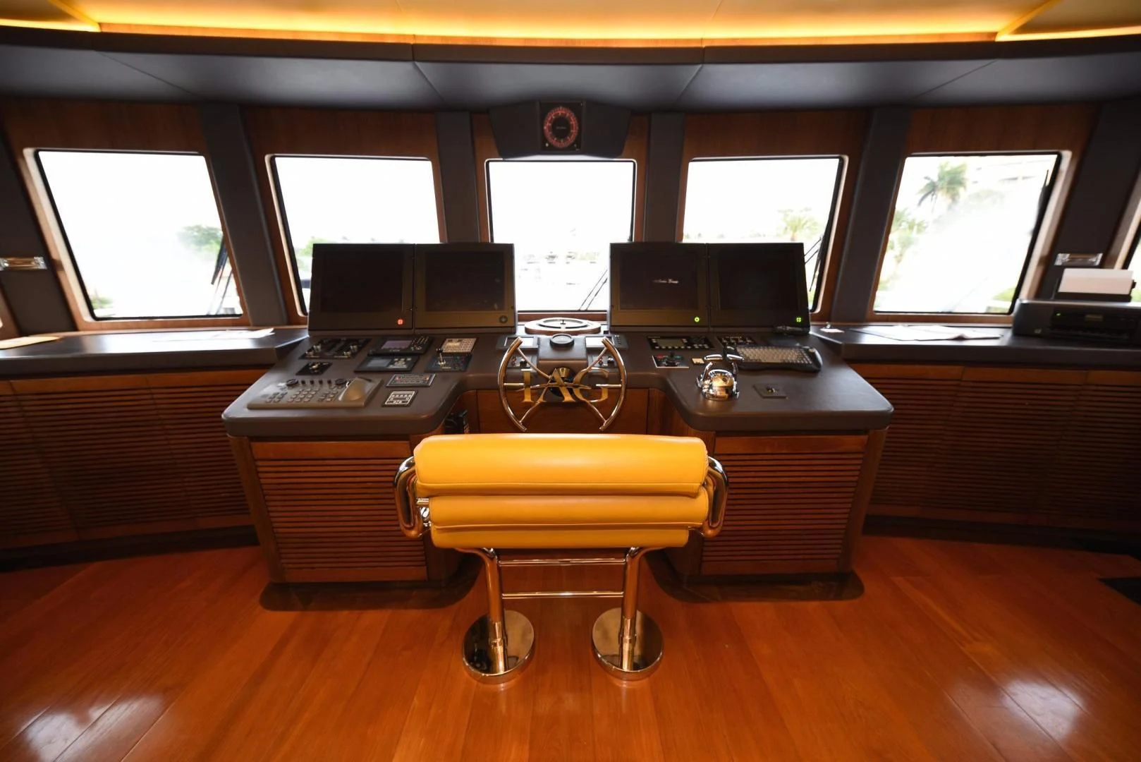 a room with a desk and computers aboard KIMBERLIE Yacht for Sale