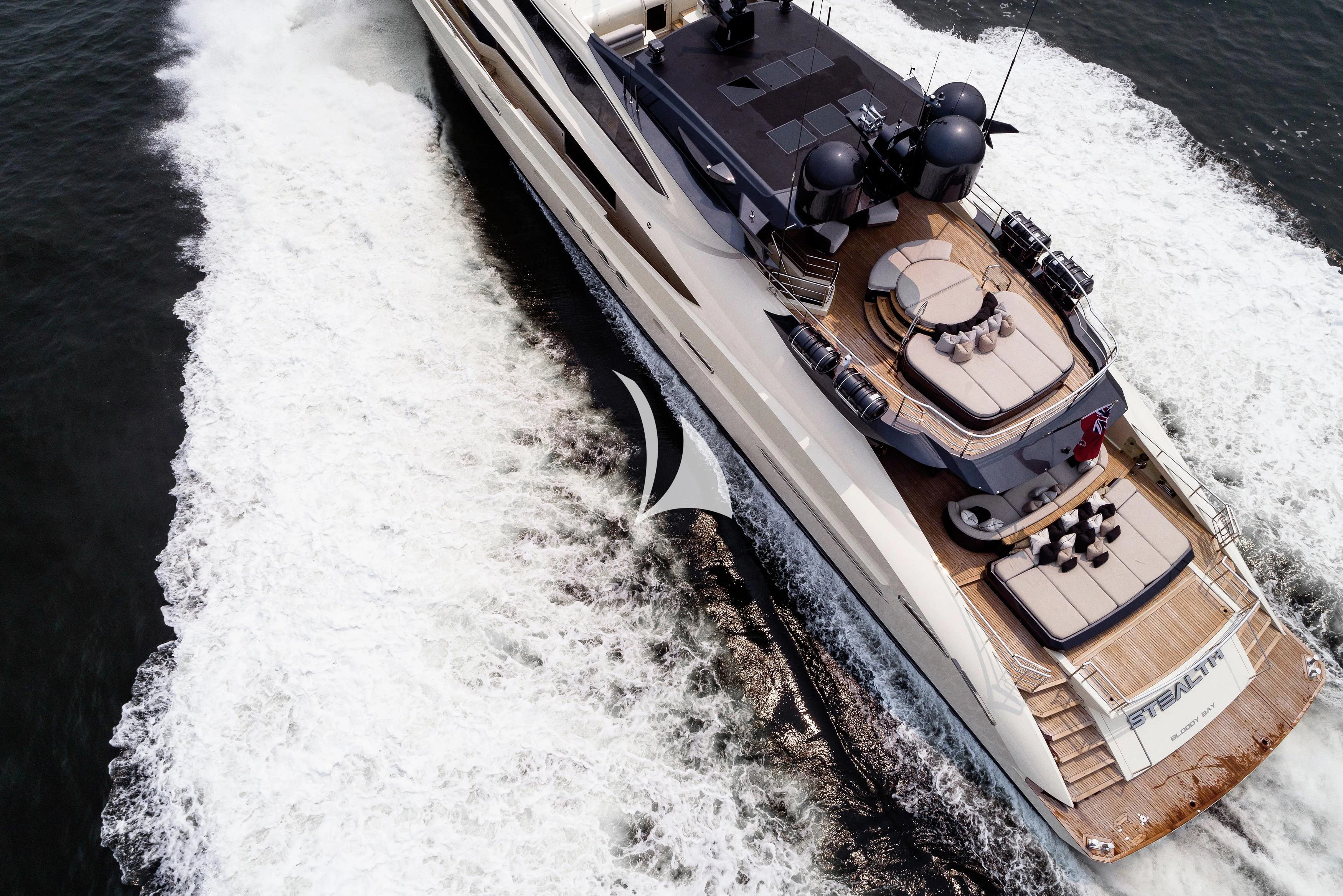 a boat on the water aboard STEALTH Yacht for Sale