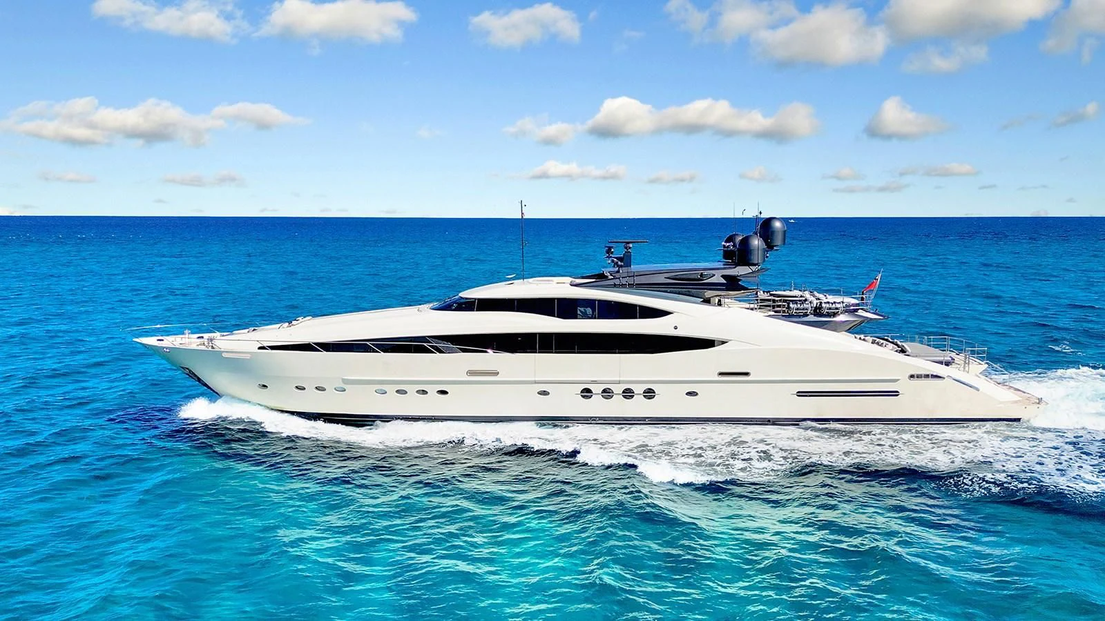 a white boat in the water aboard STEALTH Yacht for Sale