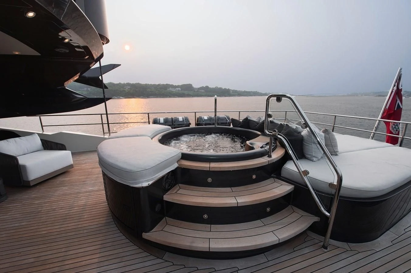 a boat on a deck aboard STEALTH Yacht for Sale