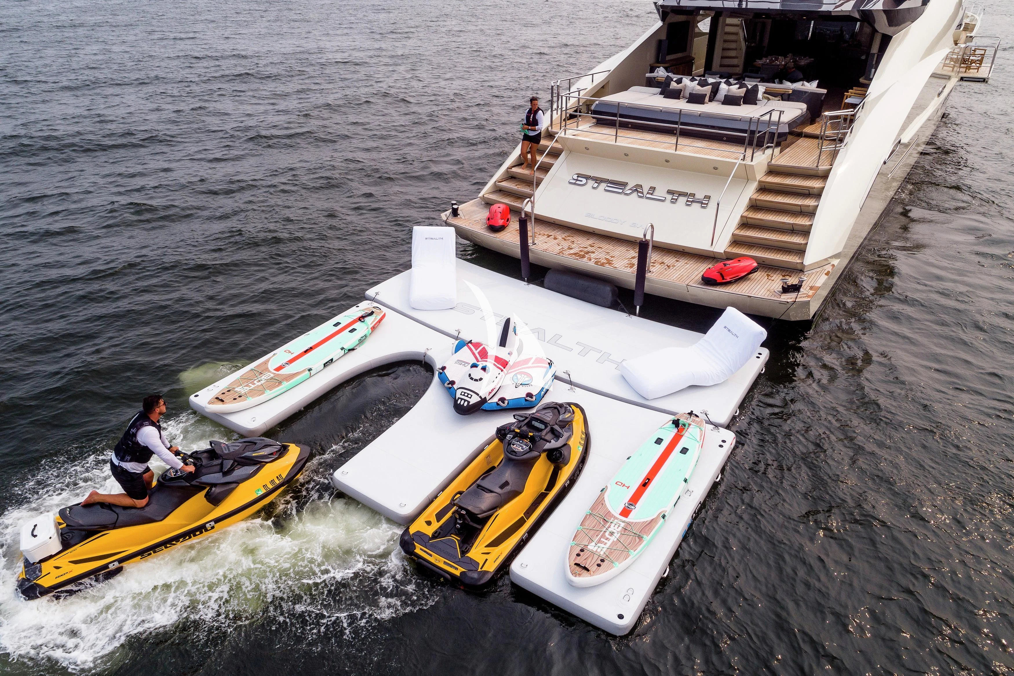 a boat on the water aboard STEALTH Yacht for Sale