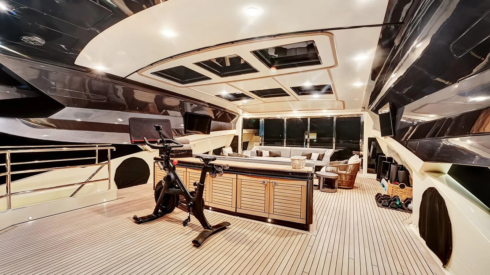 a space shuttle in a room aboard STEALTH Yacht for Sale