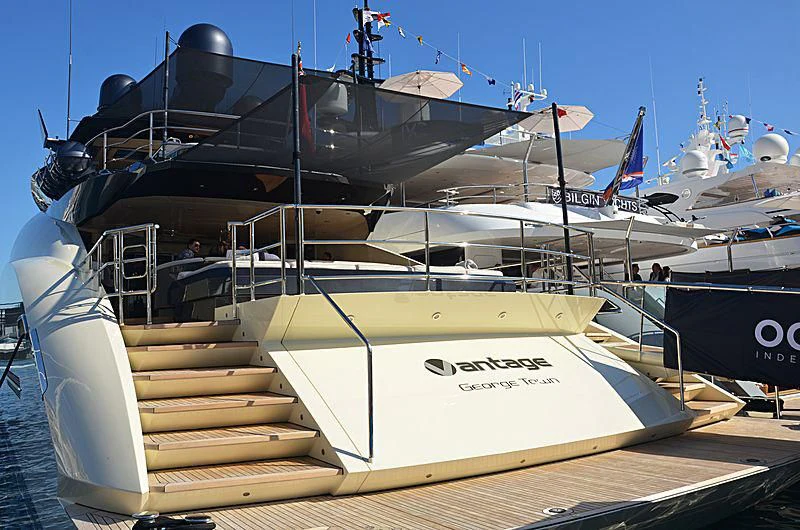 a boat on a dock aboard STEALTH Yacht for Sale