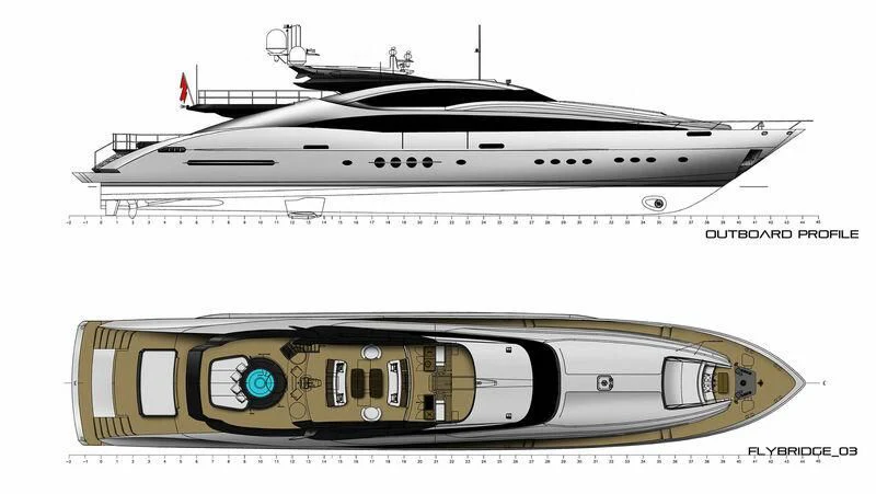 diagram, engineering drawing aboard STEALTH Yacht for Sale