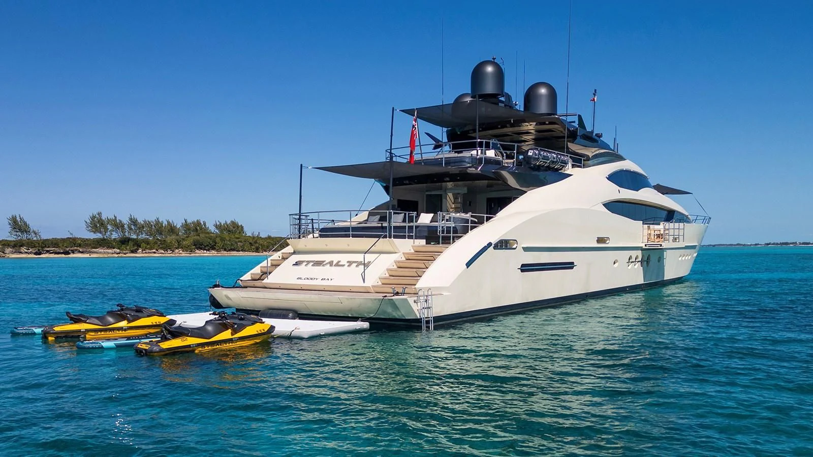 a boat on the water aboard STEALTH Yacht for Sale