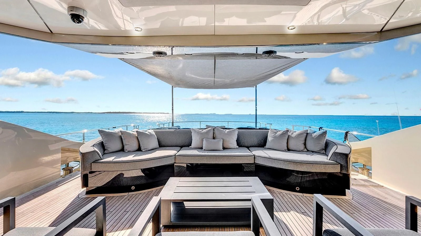 a large lounge area on a boat aboard STEALTH Yacht for Sale