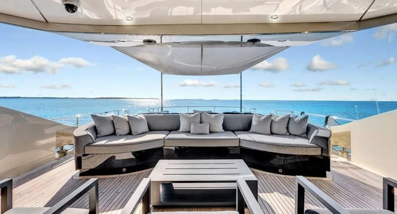 a large lounge area on a boat aboard STEALTH Yacht for Sale