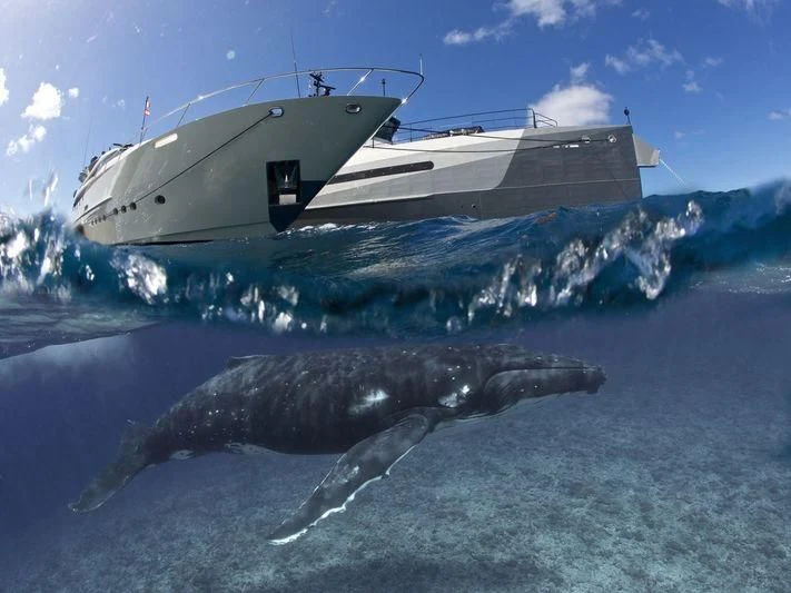 a boat in the water aboard STEALTH Yacht for Sale