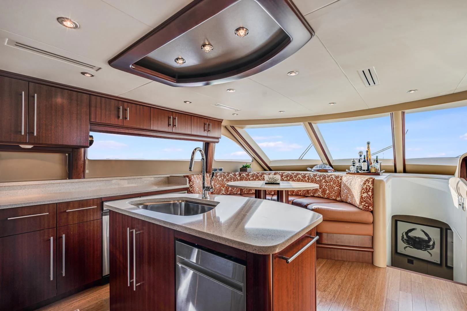 a kitchen with a large island aboard SUMMERWIND Yacht for Sale