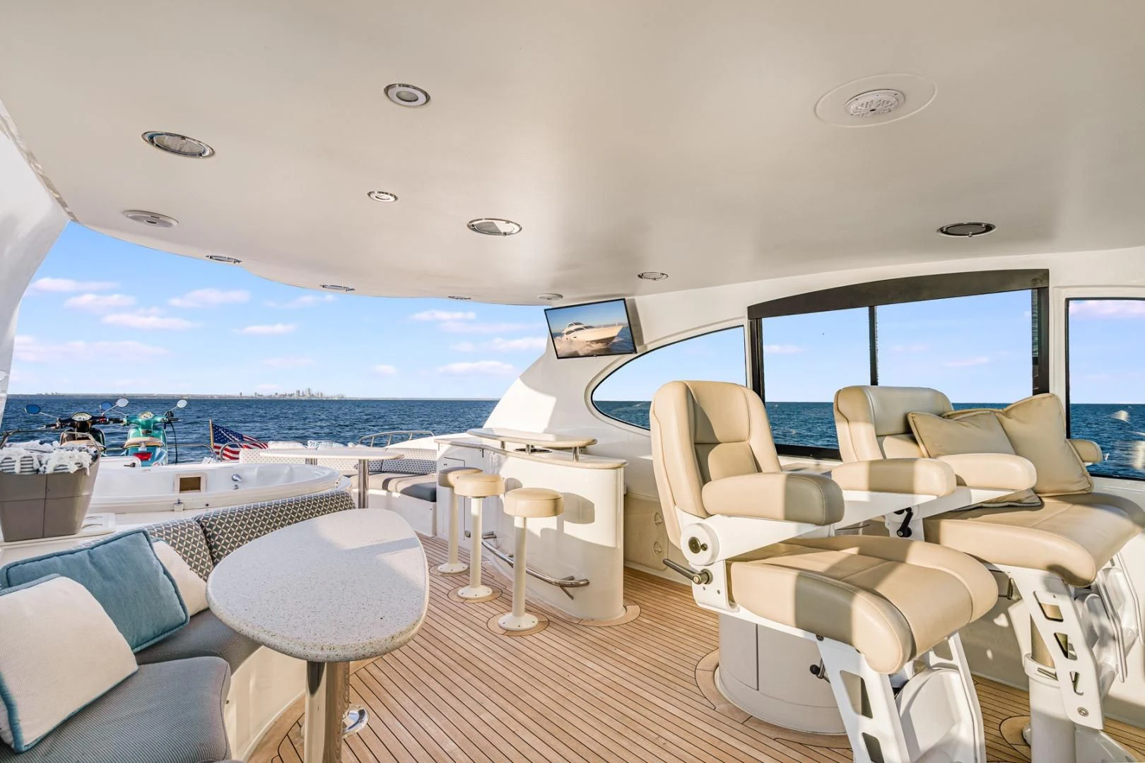 a room with a view of the ocean and the ocean aboard SUMMERWIND Yacht for Sale