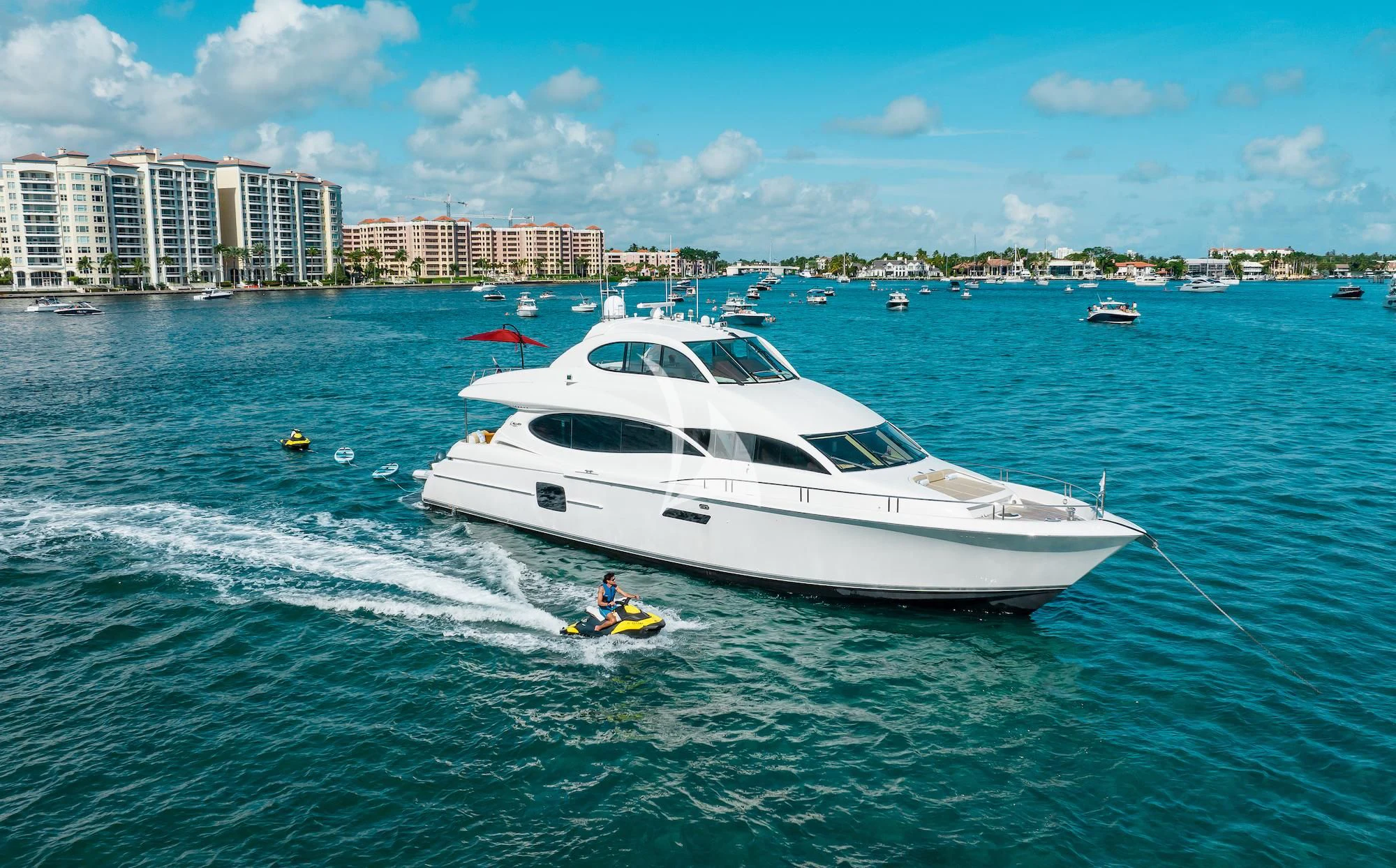 a white boat on the water aboard SUMMERWIND Yacht for Sale