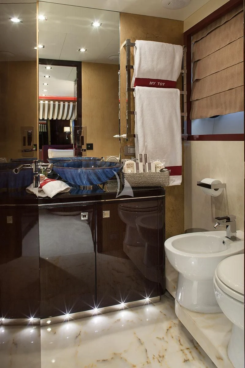 a bathroom with a large tub aboard MY TOY Yacht for Sale
