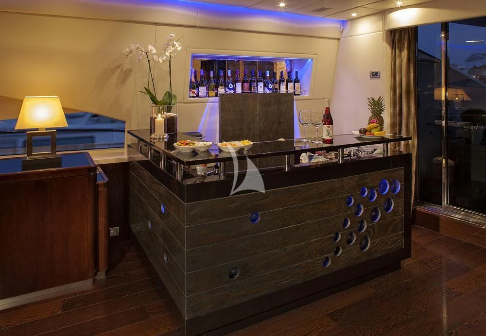 a kitchen with a counter top aboard MY TOY Yacht for Sale