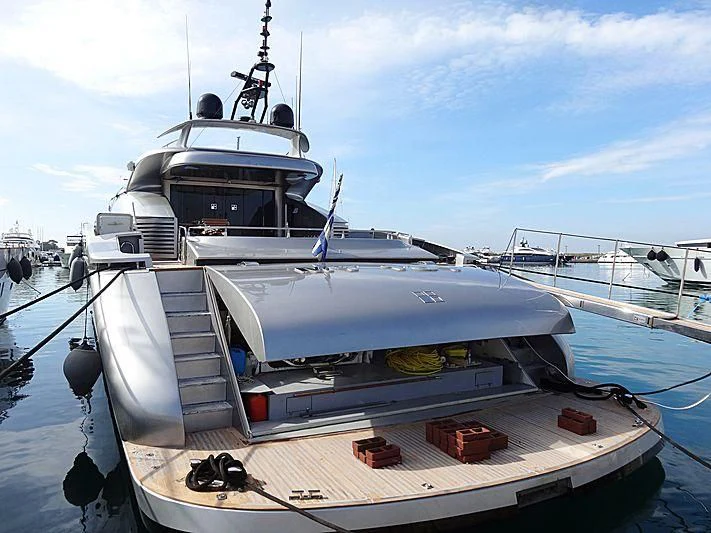 a boat docked at a pier aboard MY TOY Yacht for Sale