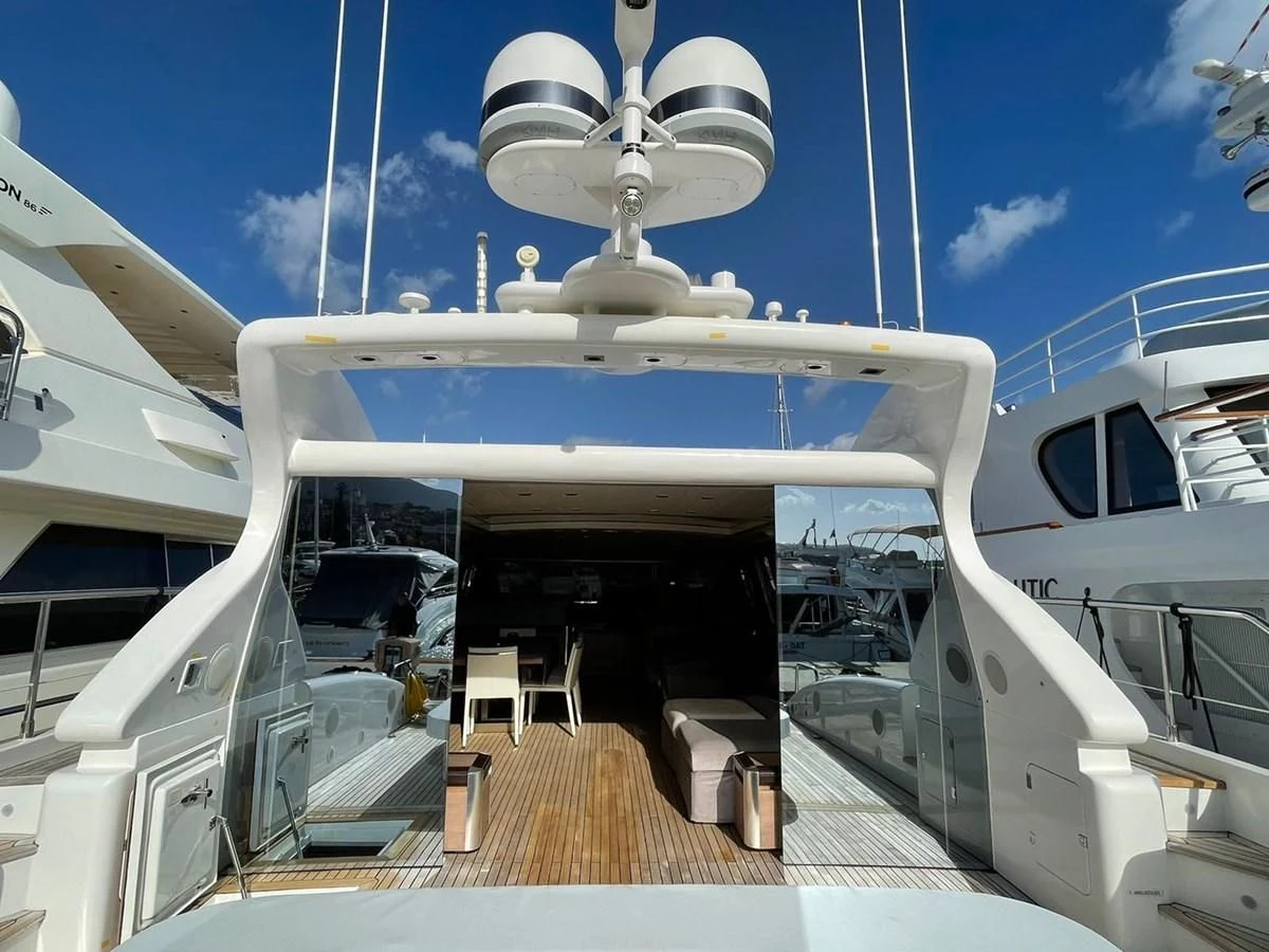 a large white ship aboard @LAST Yacht for Sale