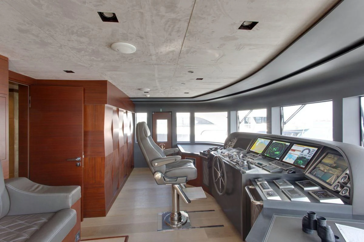 inside of a vehicle aboard BEBE Yacht for Sale